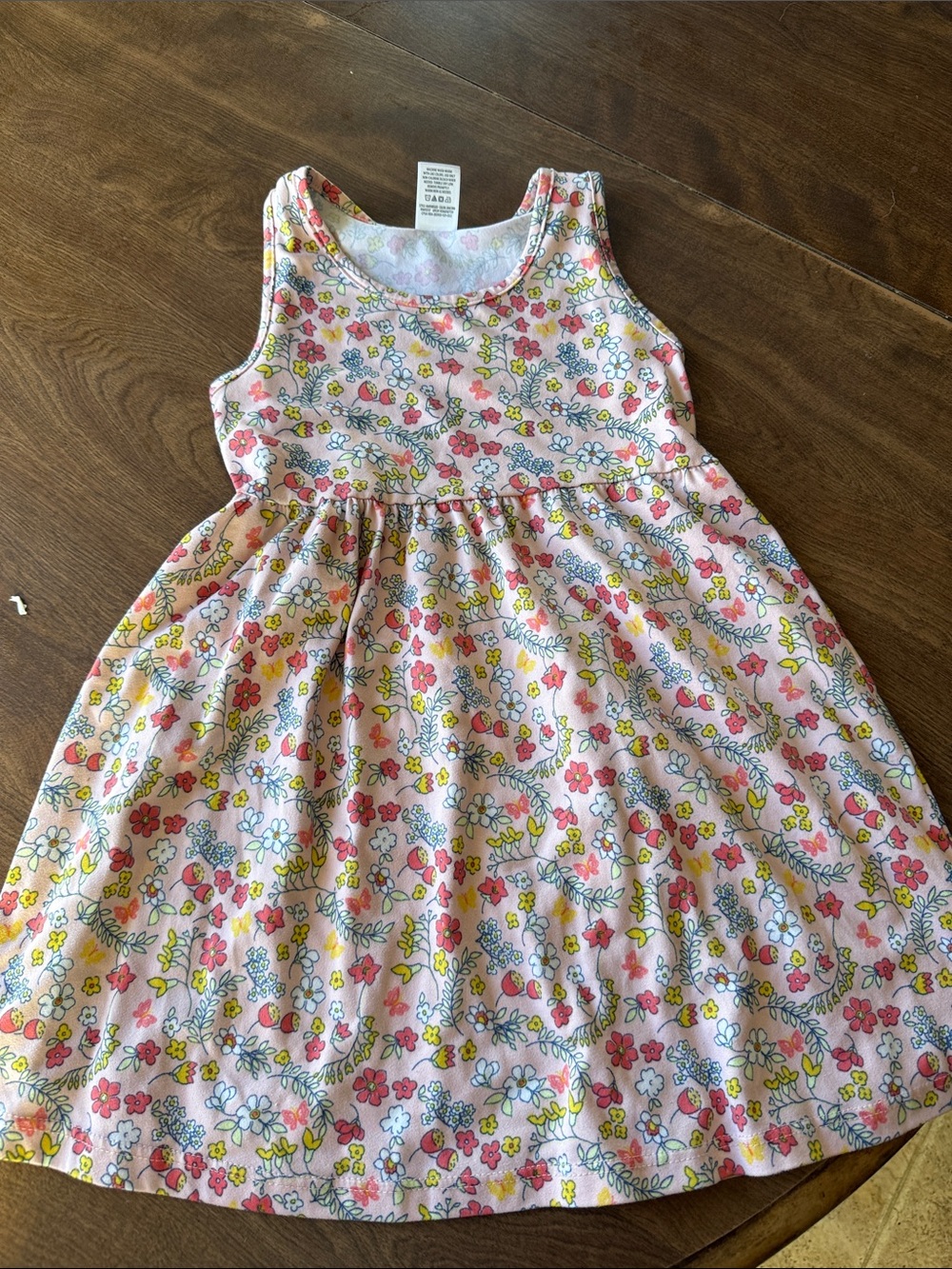 Girls Pink Floral Sleeveless Casual Dress
